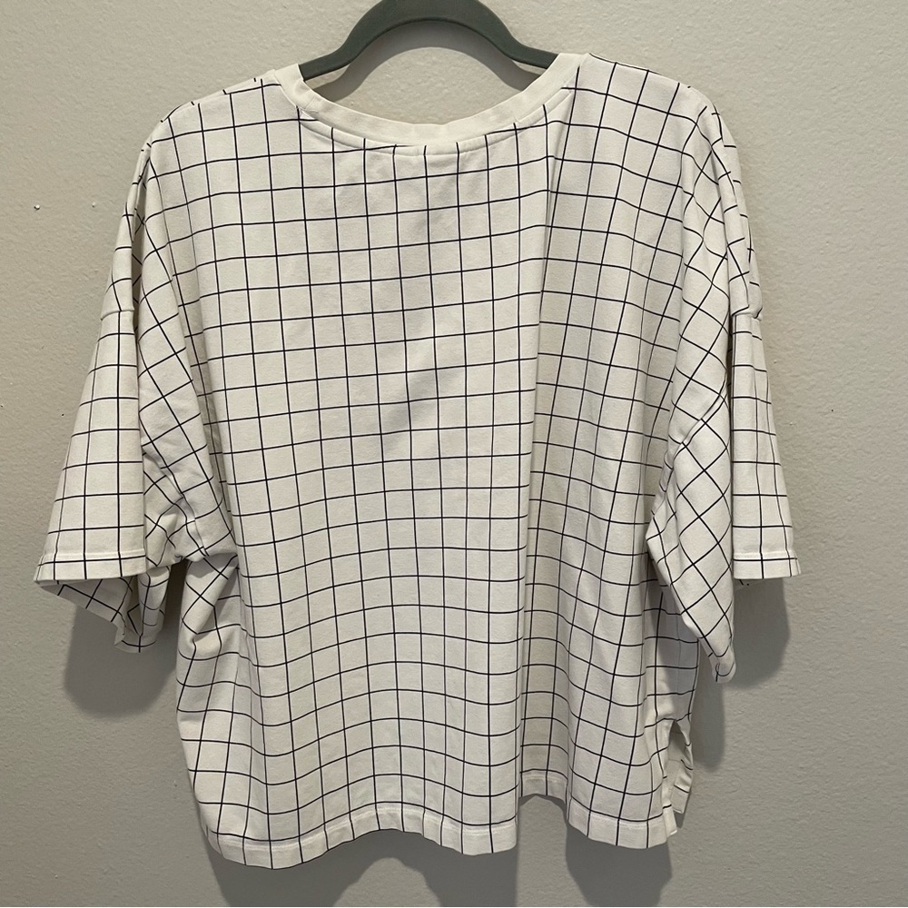 SOLD Adidas Originals white/black grid oversized drop shoulders t-shirt large - Picture 4 of 9